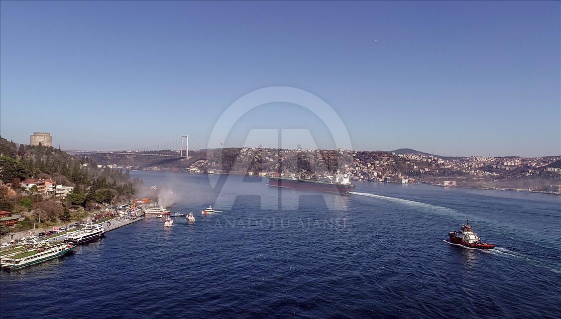 Bebek'te tekne yangını