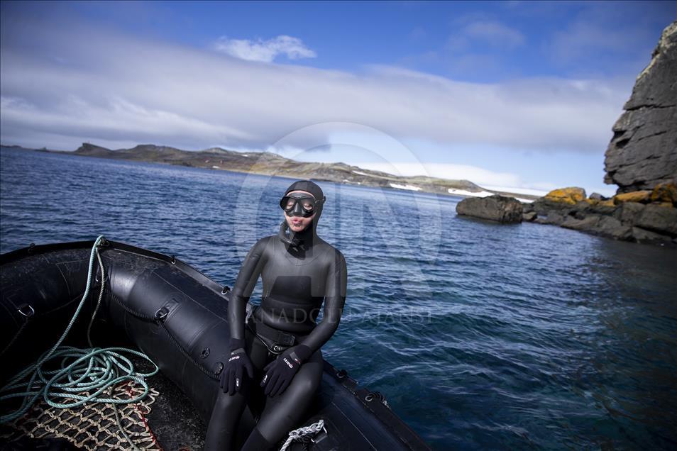 Première plongée en apnée dans les eaux glaciales de l'Antarctique	