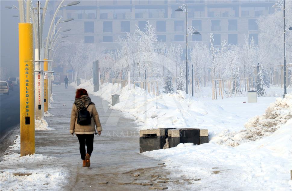 Ağrı'da "dondurucu" soğuk hava