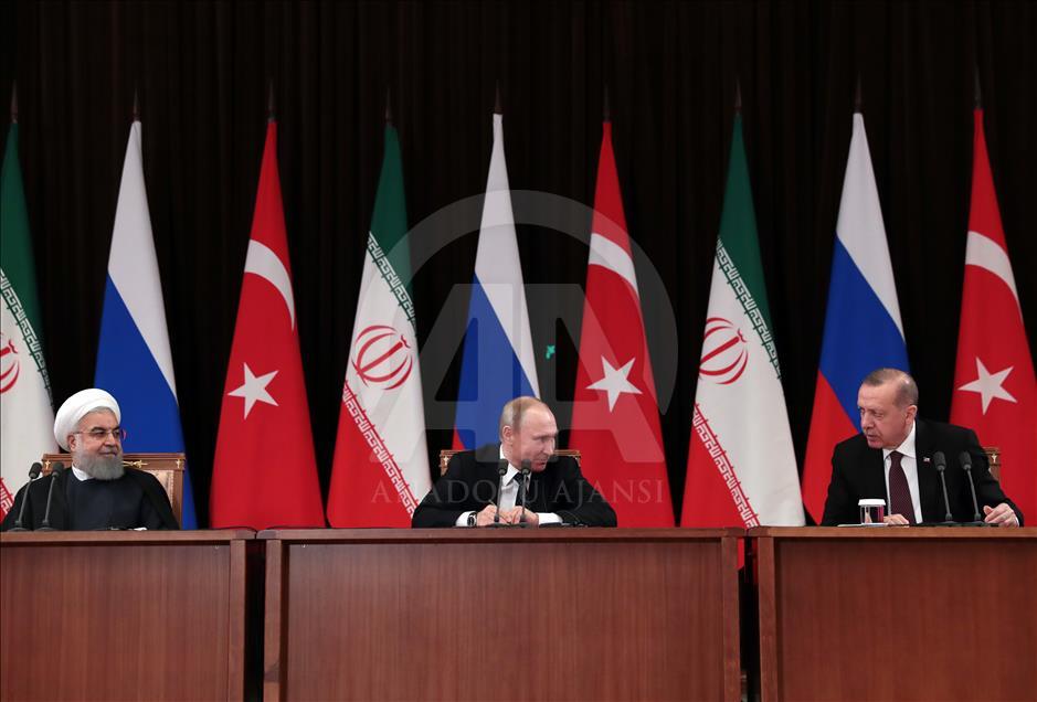 Erdoğan-Ruhani-Putin ortak basın toplantısı
