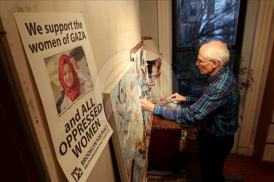حمایت نقاش مشهور آمریکایی از شهروندان مظلوم غزه
