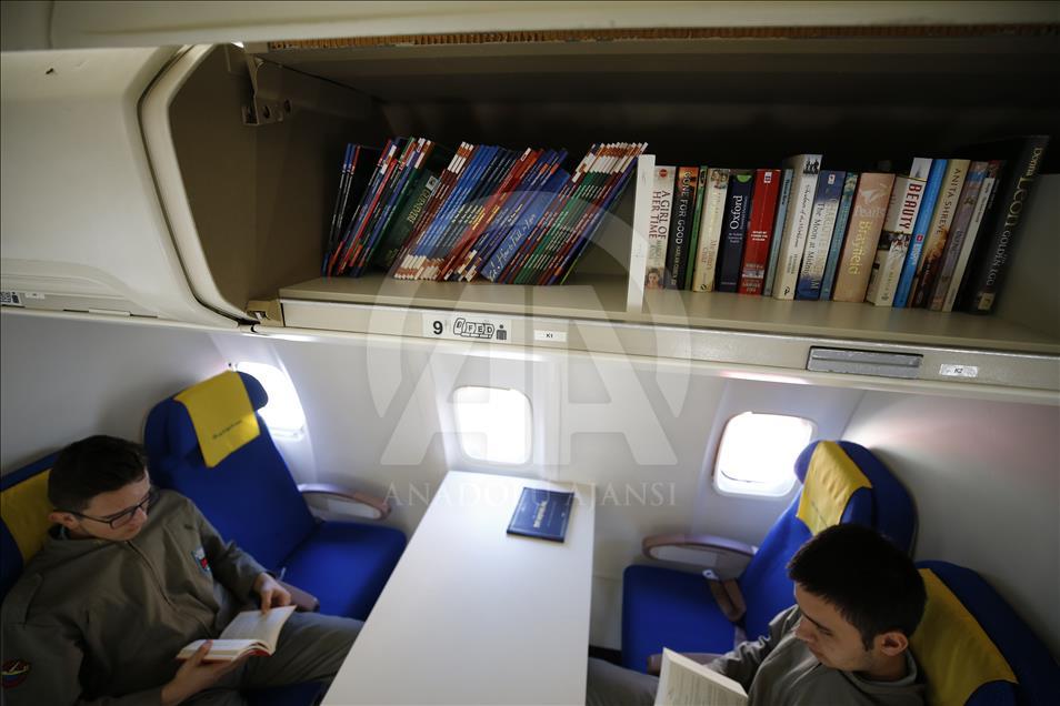 Plane serves as library in Turkey's Antalya