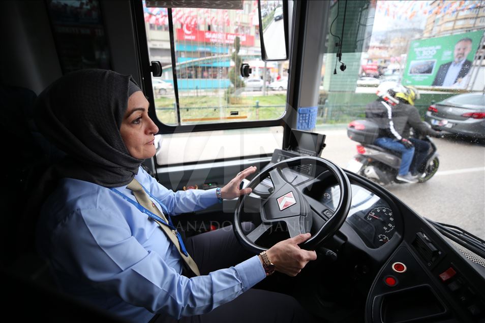 Female driver of inner city transportation in Turkey's Bursa