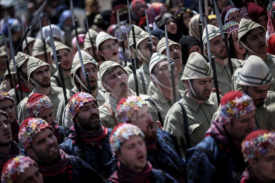 Mevlevis (mualawi) march to the 57th Regiment Cemetery in Gallipoli Peninsula