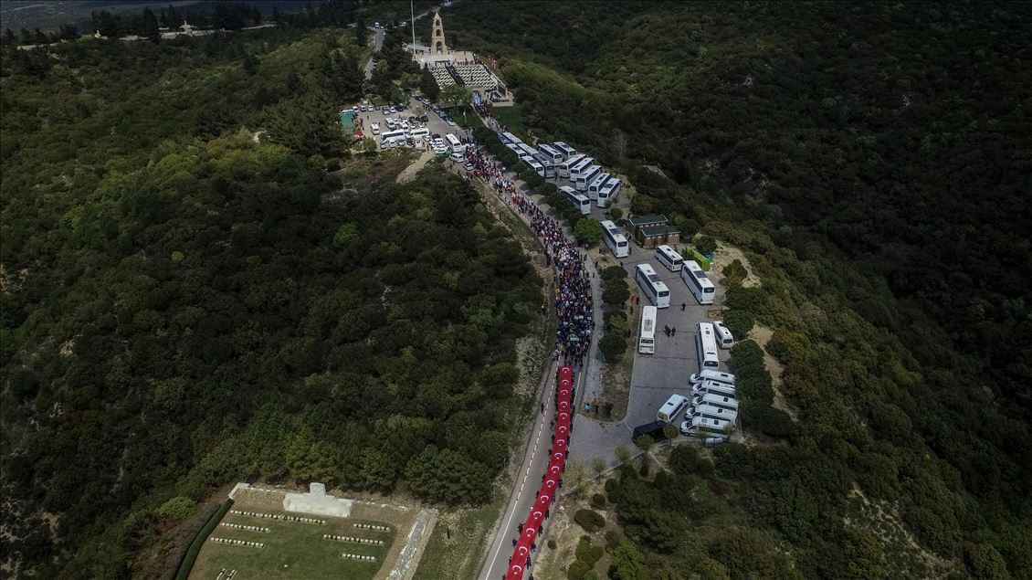 Mevlevis (mualawi) march to the 57th Regiment Cemetery in Gallipoli Peninsula