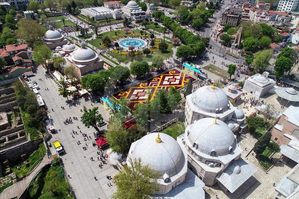 La 'alfombra de tulipán' más grande del mundo en la plaza Sultanahmet