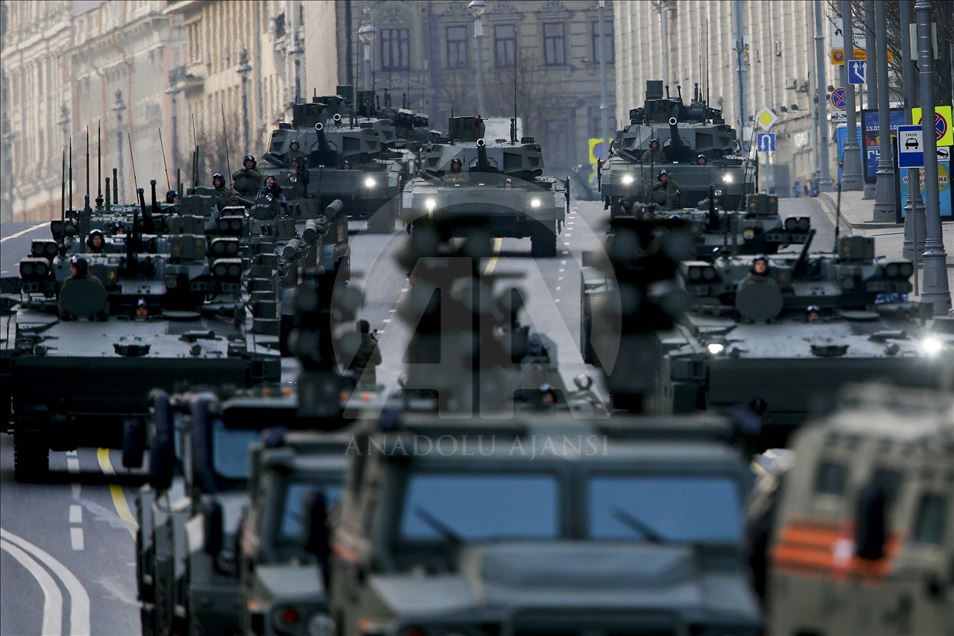 Persiapan parade militer Rusia jelang perayaan hari kemenangan