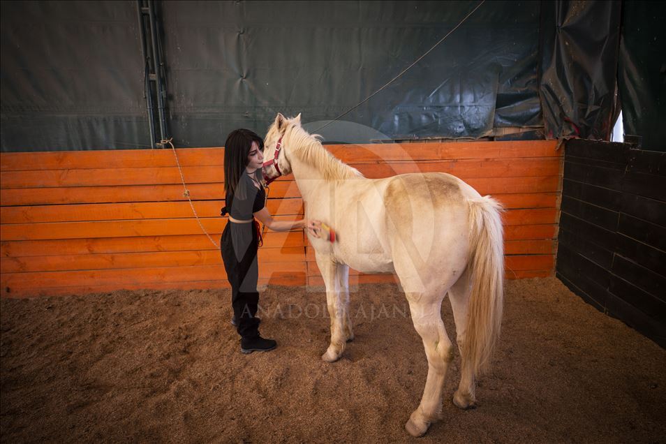 
Down sendromlu çocuklara at üstünde terapi