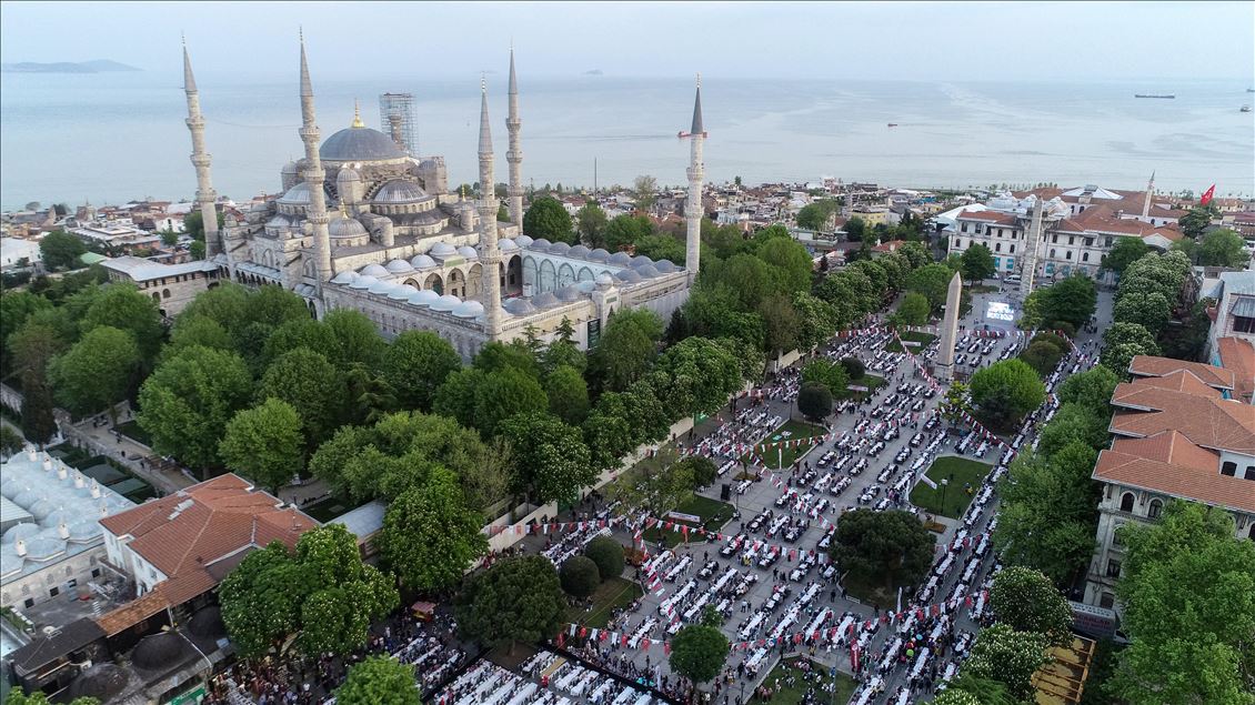 First Iftar dinner at the Sultanahmet Square in Istanbul