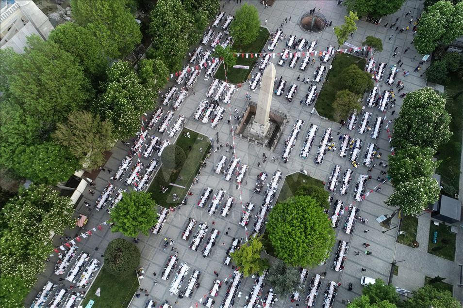 First Iftar dinner at the Sultanahmet Square in Istanbul