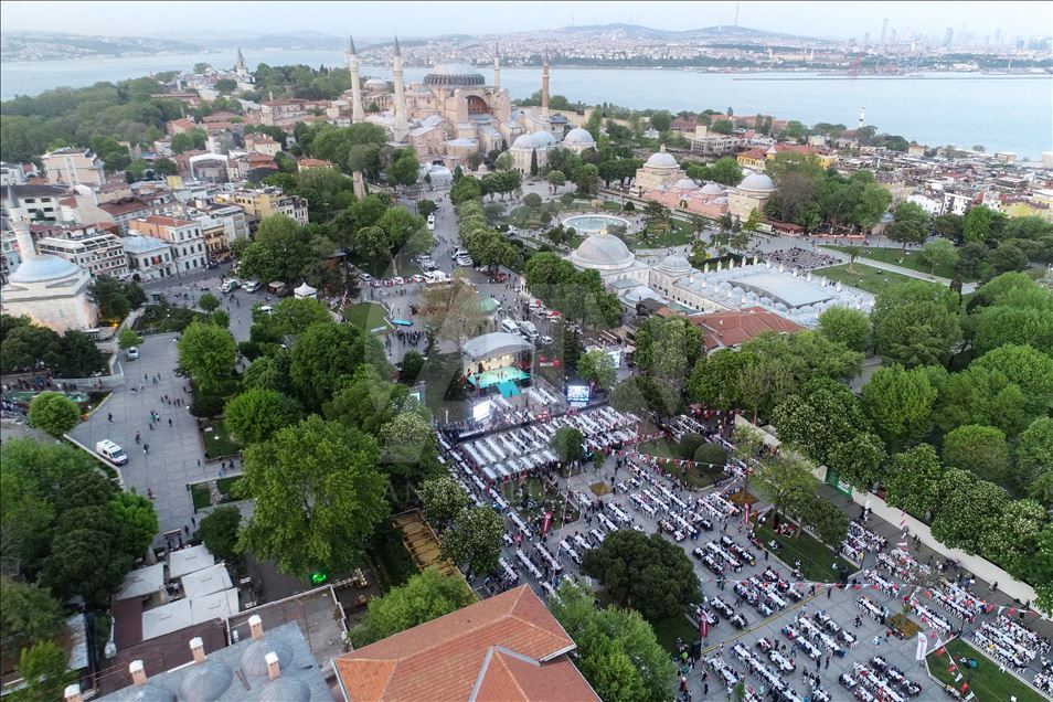 First Iftar dinner at the Sultanahmet Square in Istanbul