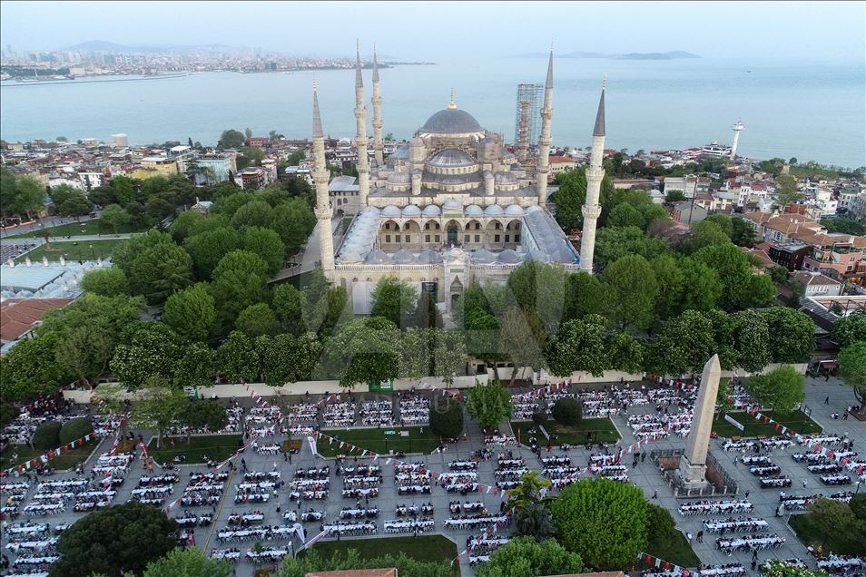 First Iftar dinner at the Sultanahmet Square in Istanbul