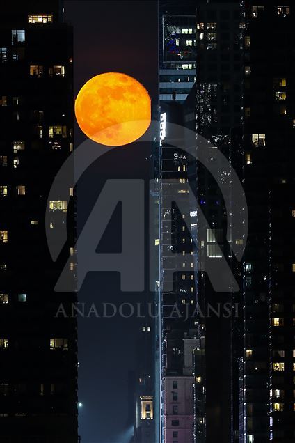 منظره زیبای ماه کامل در نیویورک 