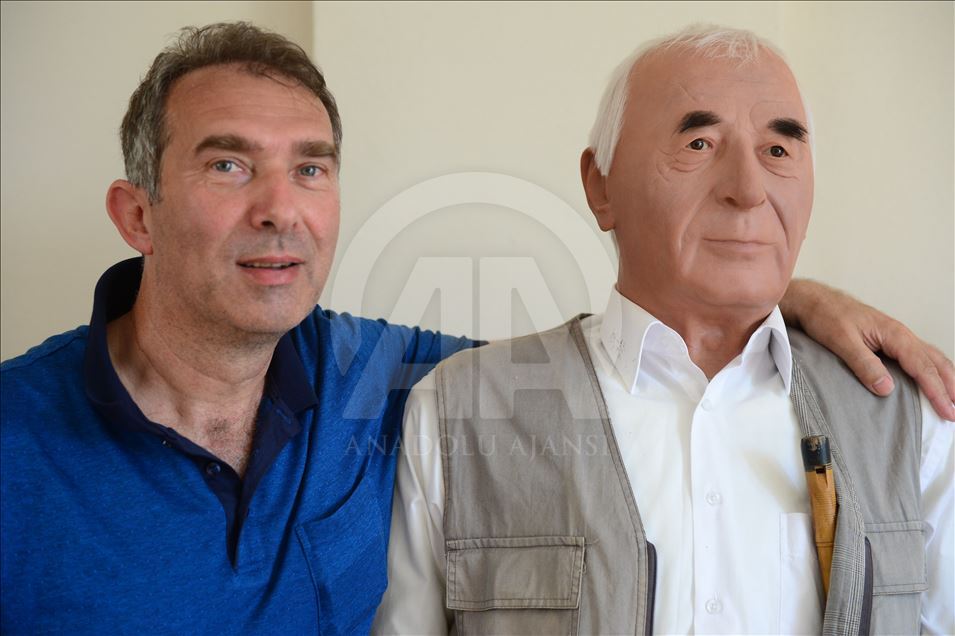 Man displays wax sculpture of his late father at home in Turkey's Giresun