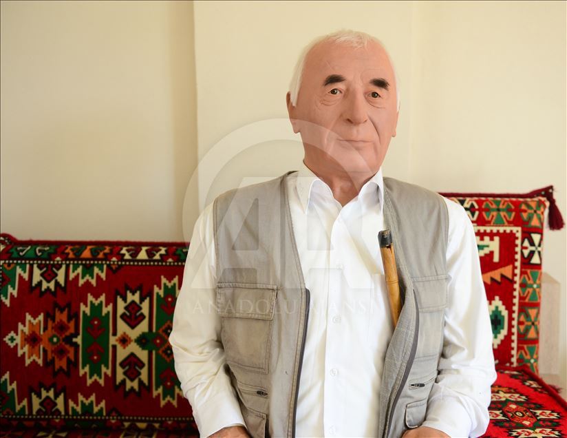 Man displays wax sculpture of his late father at home in Turkey's Giresun