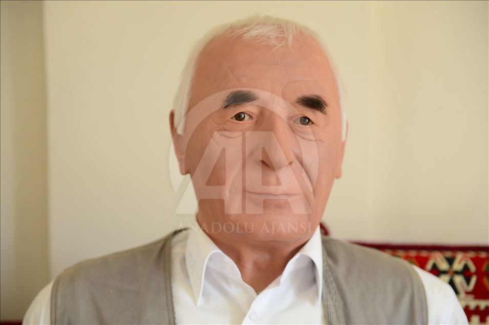 Man displays wax sculpture of his late father at home in Turkey's Giresun