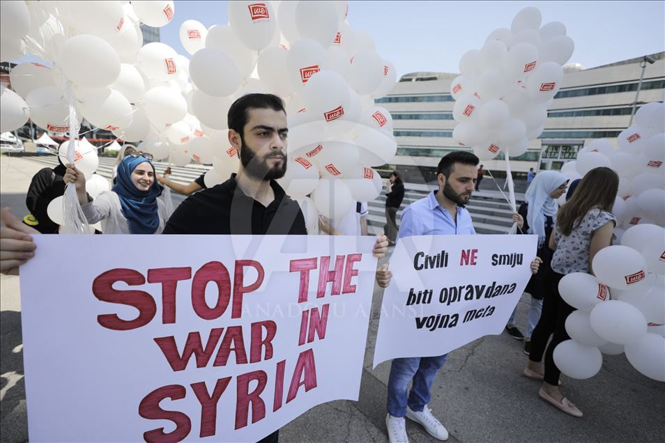 Demonstration in support of Syria in Bosnia and Herzegovina