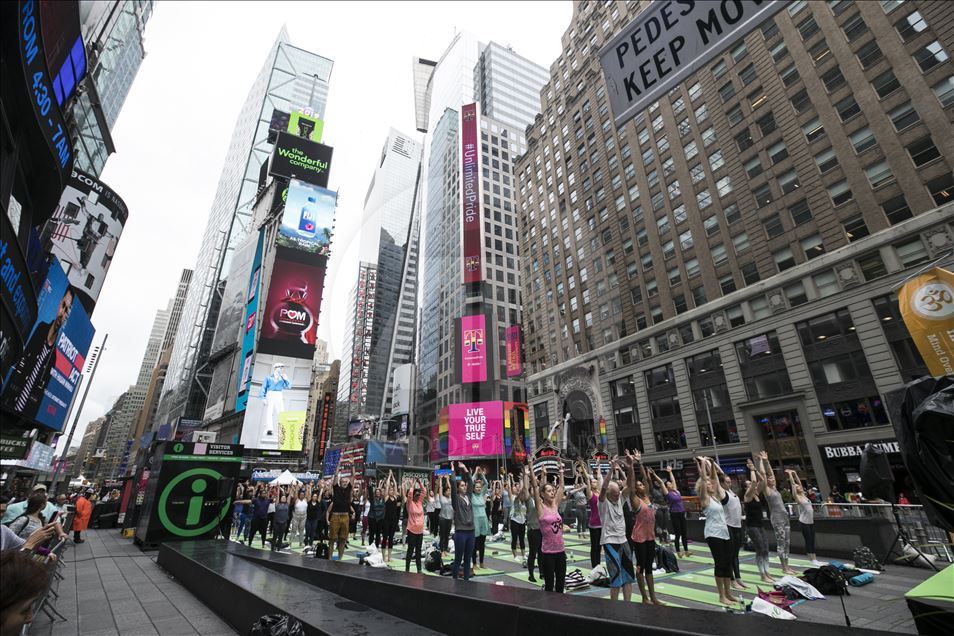 'International Day of Yoga' event at Times Square