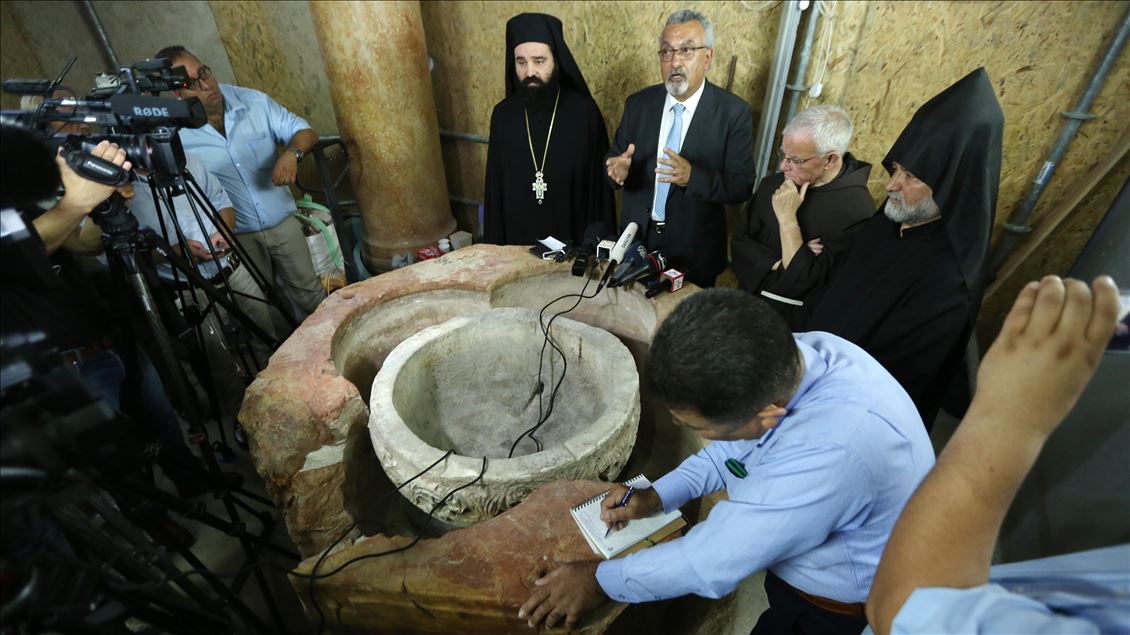 Filistin’deki Yeniden Doğuş Kilisesi'nde vaftiz taşı bulundu