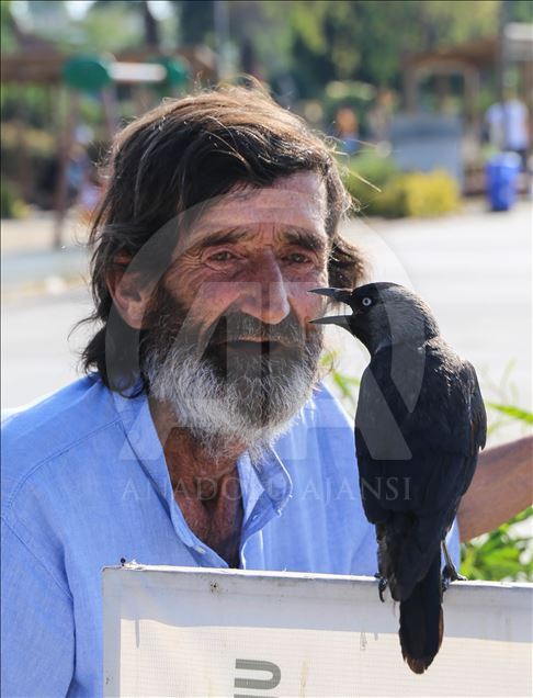Çay tezgahında "karga"yla servis ilgi odağı oldu