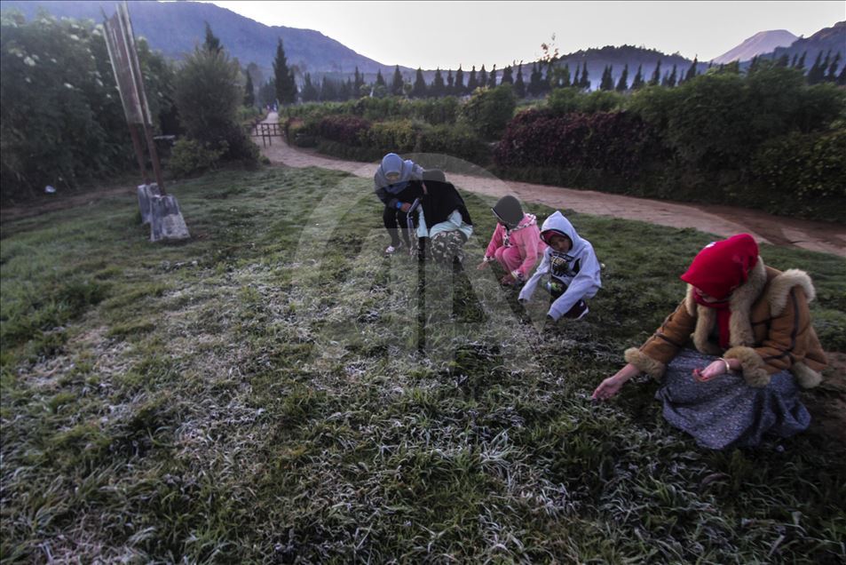 Fenomena embun es di dataran tinggi Dieng