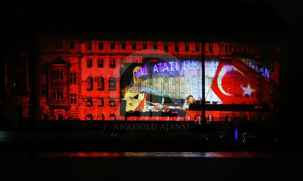 Mapping show for July 15 Democracy and National Unity Day at Haydarpasa Terminal