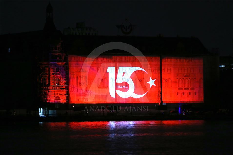 Mapping show for July 15 Democracy and National Unity Day at Haydarpasa Terminal