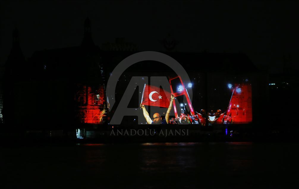 Mapping show for July 15 Democracy and National Unity Day at Haydarpasa Terminal