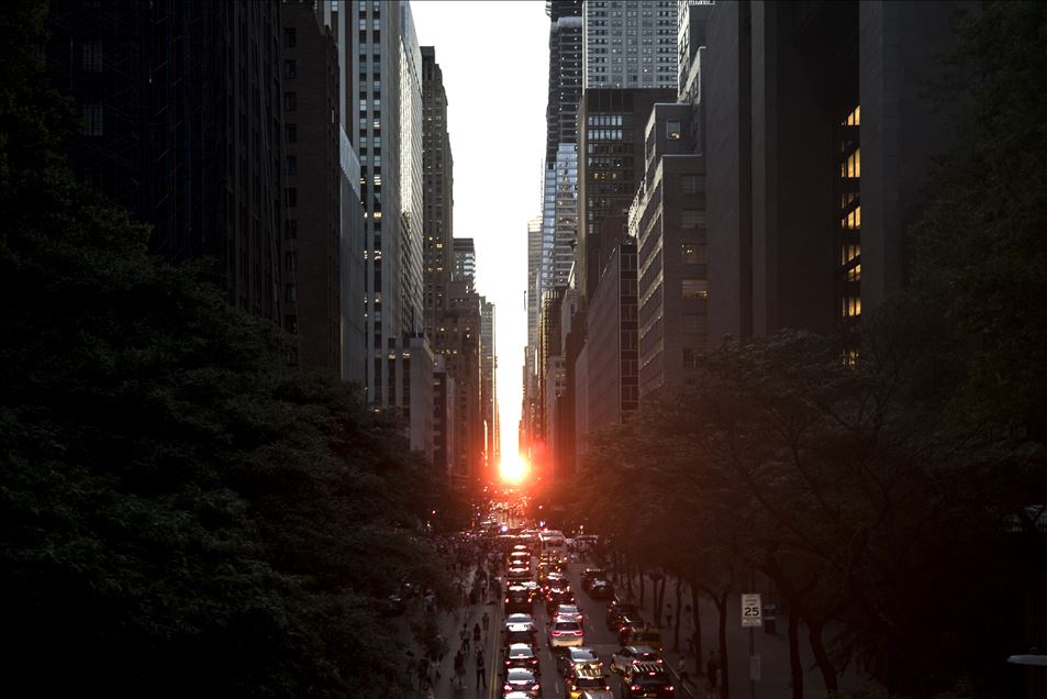 New York'ta gün batımı "Manhattanhenge"