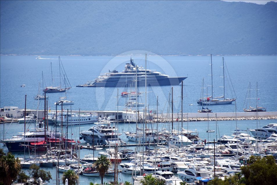 Mega Yacht ''Flying Fox'' anchors in Turkey's Bodrum
