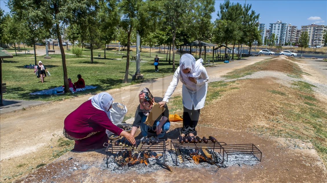 Diyarbakır'da mangal ateşleri "babaganuç" için yanmaya başladı