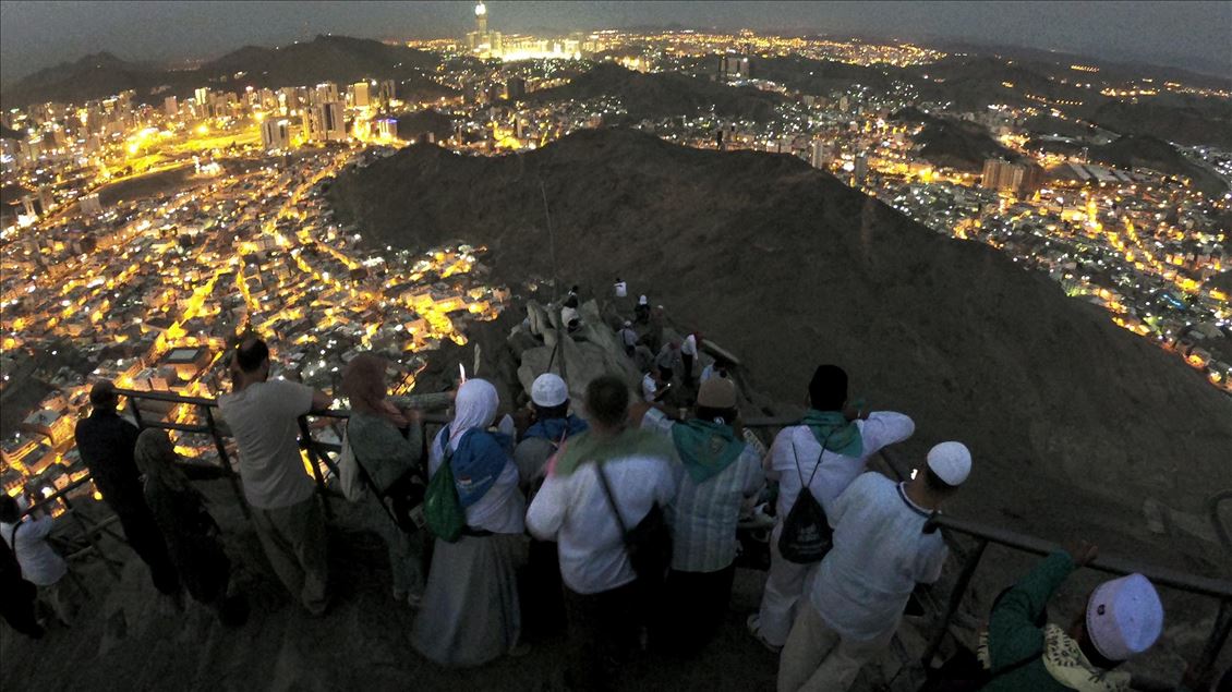 Muslim pilgrims climb the Jabal al-Nour to visit Hira Cave