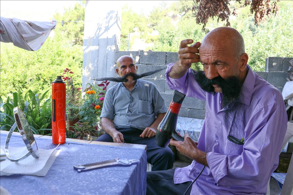 Turkish men with long mustache in Turkey's Hatay