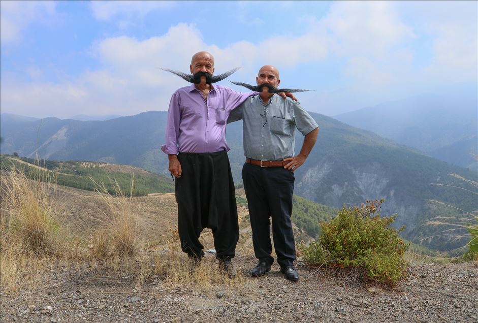 Turkish men with long mustache in Turkey's Hatay
