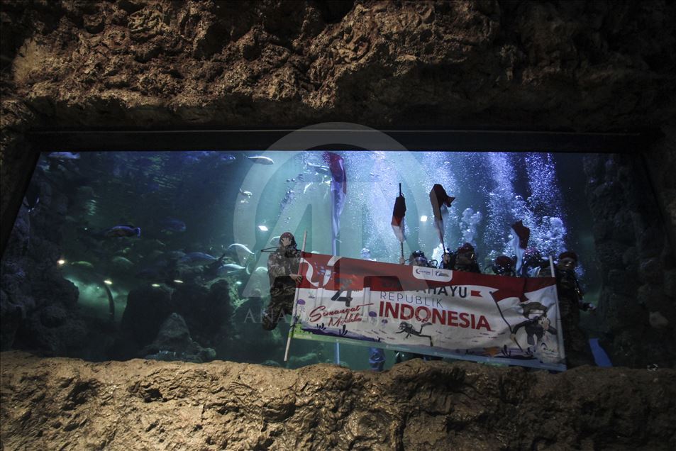 Pengibaran bendera Indonesia di dalam air