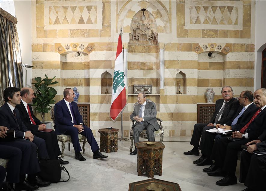 الرئيس اللبناني عون يستقبل تشاووش أوغلو