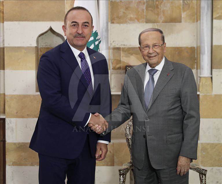 الرئيس اللبناني عون يستقبل تشاووش أوغلو