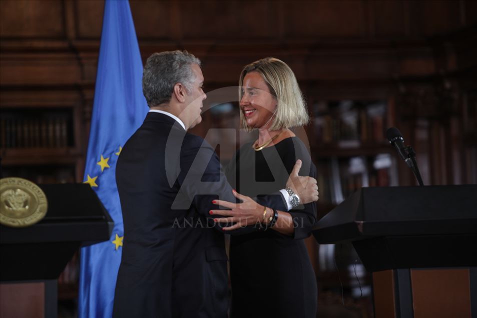 El presidente de Colombia, Iván Duque, se reúne con Federica Mogherini