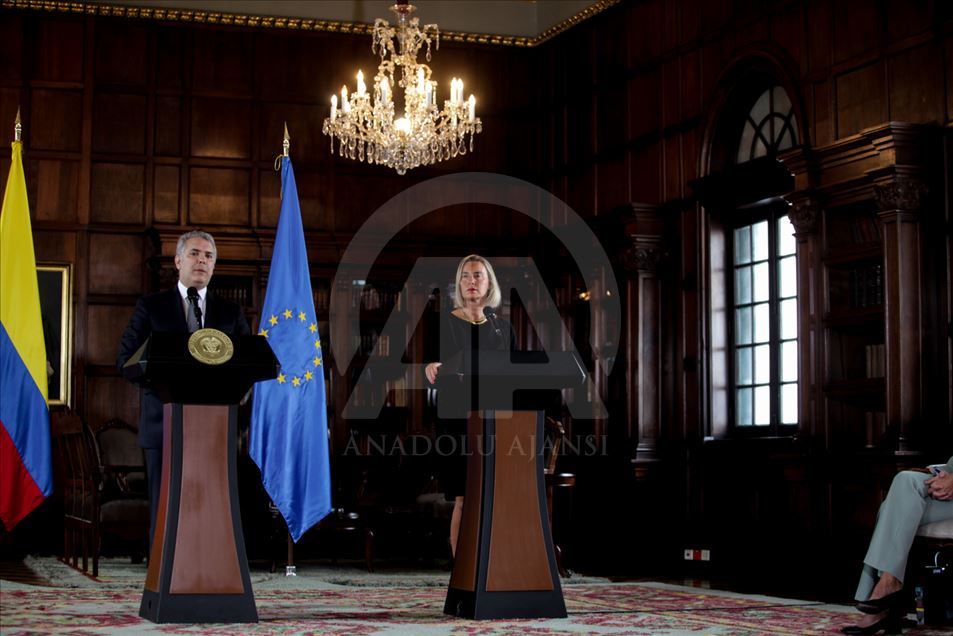 El presidente de Colombia, Iván Duque, se reúne con Federica Mogherini