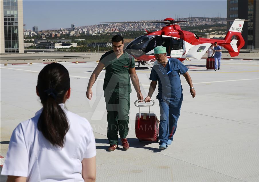 Ankara Şehir Hastanesine ambulans helikopterle ilk organ transferi