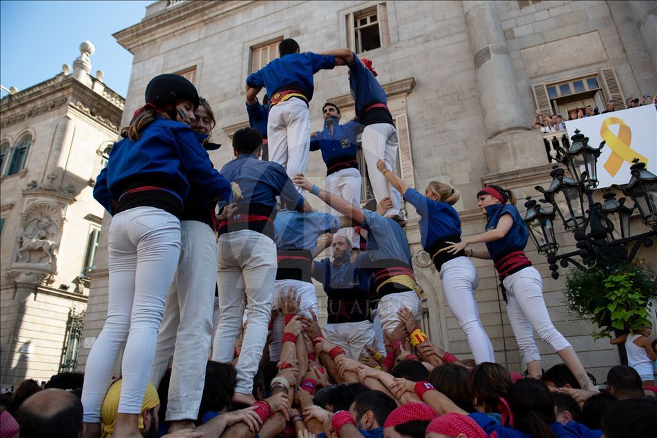 Concurso de Castells (torres humanas) en Tarragona, España