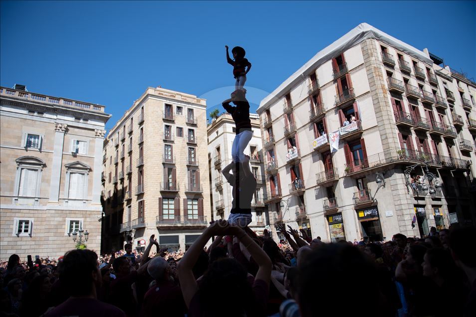 Concurso de Castells (torres humanas) en Tarragona, España