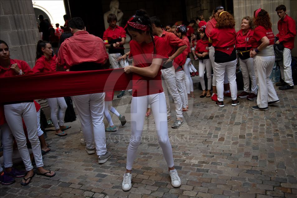 Concurso de Castells (torres humanas) en Tarragona, España