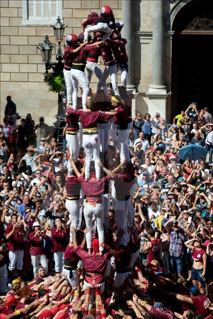 Concurso de Castells (torres humanas) en Tarragona, España