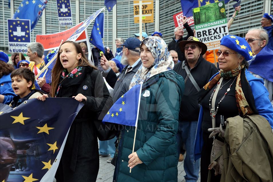 Brüksel'de Brexit protestosu 