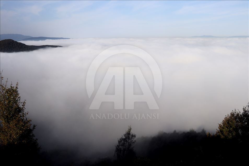 تصاویر زیبا از دامنه‌های کوه بولو در میان مه
