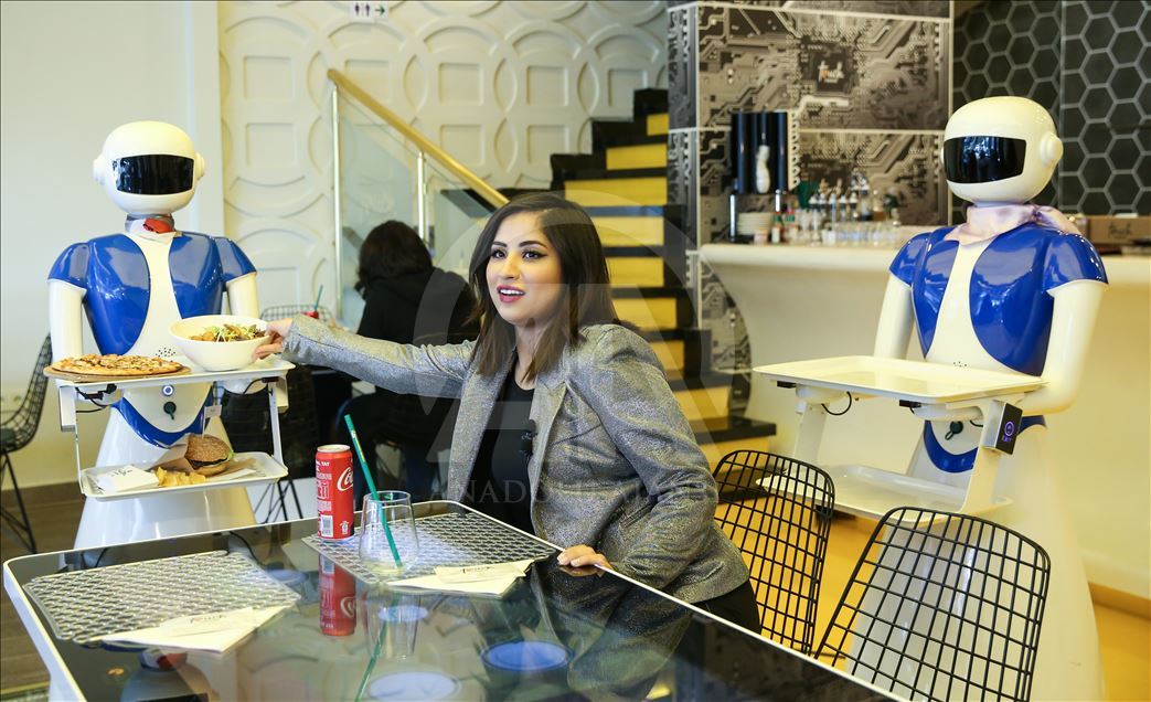 Robot waiters in Istanbul