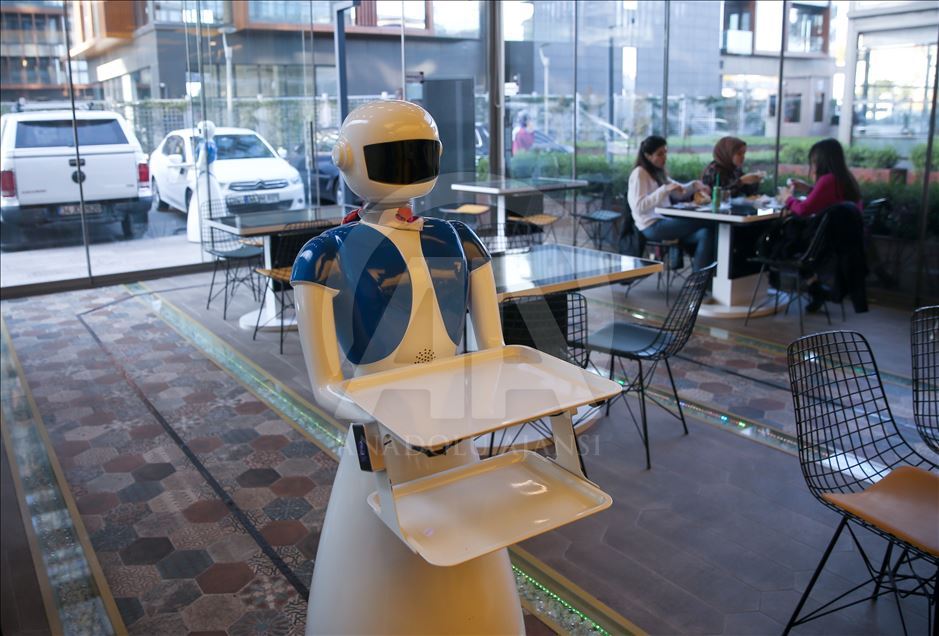 Robot waiters in Istanbul