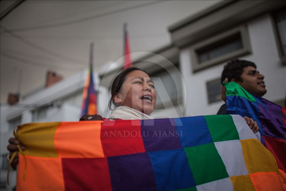 Kolombiya'da Bolivya eski Devlet Başkanı Evo Morales'e destek gösterisi 