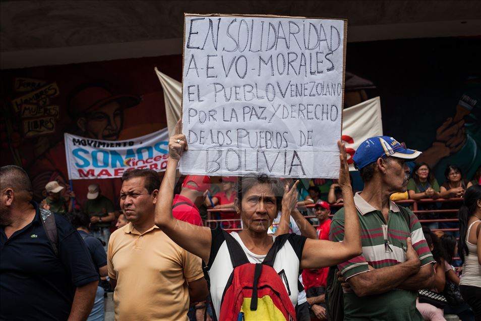 Venezuela'da Bolivya eski Devlet Başkanı Evo Morales'e destek gösterisi